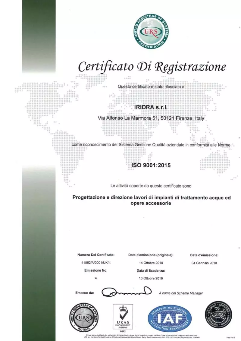 IRIDRA - politica per la qualità ISO9001